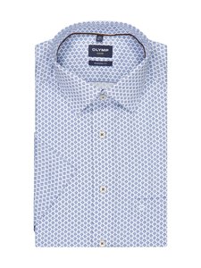 Olymp - Modern Fit Print Dobby New Kent krekls ar apkakli un īsām piedurknēm - 11 BLEU | Stockmann