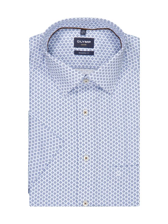 Olymp - Modern Fit Print Dobby New Kent krekls ar apkakli un īsām piedurknēm - 11 BLEU | Stockmann - photo 1