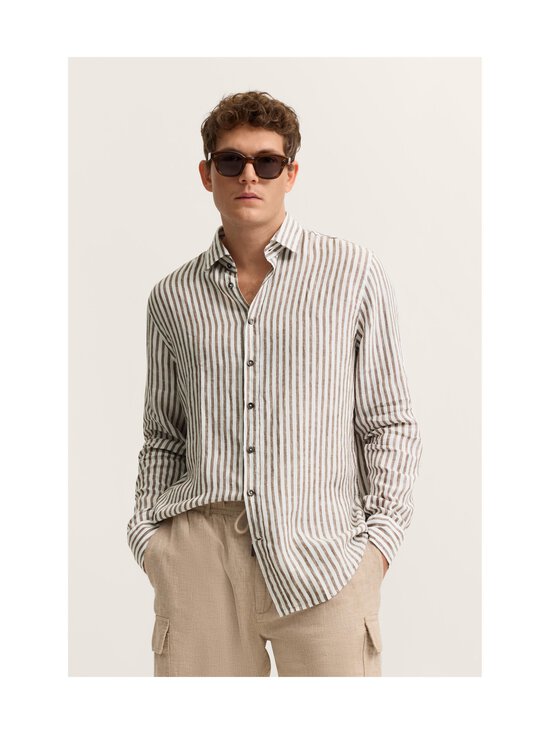 Bugatti - Casual-pellavakauluspaita - 090 BROWN | Stockmann - photo 3