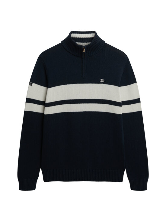 Superdry - Cotton Stripe Half Zip -neule - I9Q ECLIPSE NAVY/BONE WHITE | Stockmann - photo 1