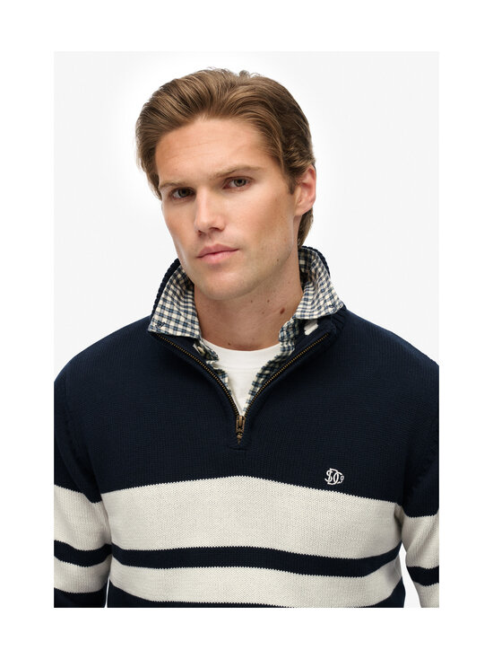 Superdry - Cotton Stripe Half Zip -neule - I9Q ECLIPSE NAVY/BONE WHITE | Stockmann - photo 3