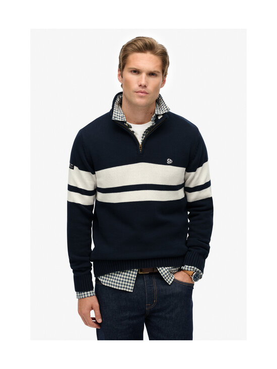 Superdry - Cotton Stripe Half Zip -neule - I9Q ECLIPSE NAVY/BONE WHITE | Stockmann - photo 4