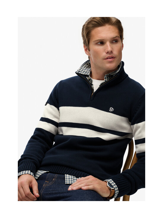 Superdry - Cotton Stripe Half Zip -neule - I9Q ECLIPSE NAVY/BONE WHITE | Stockmann - photo 5