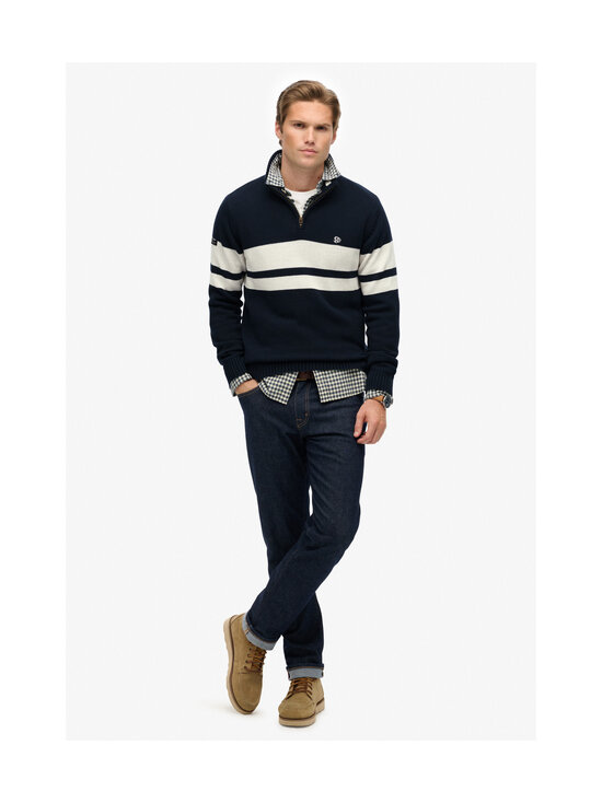 Superdry - Cotton Stripe Half Zip -neule - I9Q ECLIPSE NAVY/BONE WHITE | Stockmann - photo 6