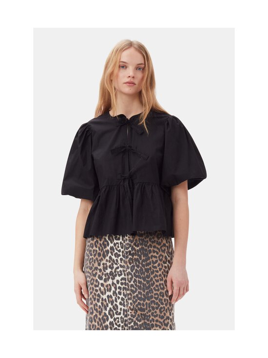 Ganni - Cotton Peplum -popliinipusero - 099 BLACK | Stockmann - photo 3