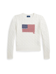 Polo Ralph Lauren - Cable Knit -neulepusero - DECKWASH WHITE MULTI | Stockmann