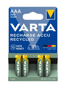 Varta - Recharge Accu Recycled AAA 800 mAh -ladattavat akkuparistot - GREEN | Stockmann