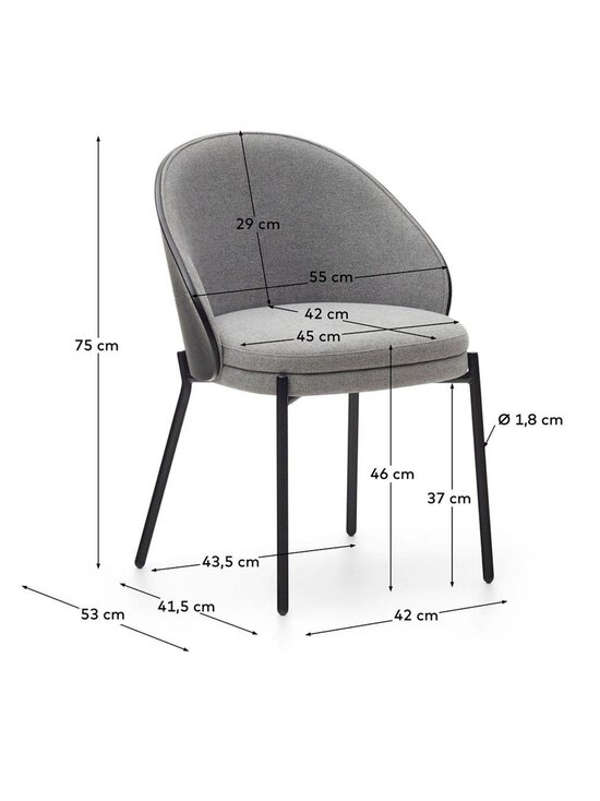 Kave Home - Eamy-tuoli vaaleanharmaa / musta - BLACK | Stockmann - photo 8