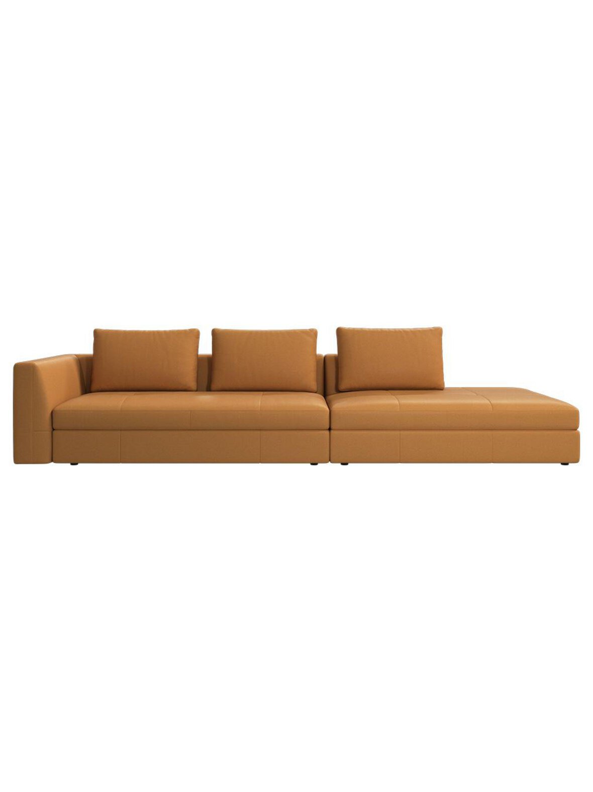 Bergamo-sohva nordic soft -nahka 5140 vaalea karamelli l 333 cm