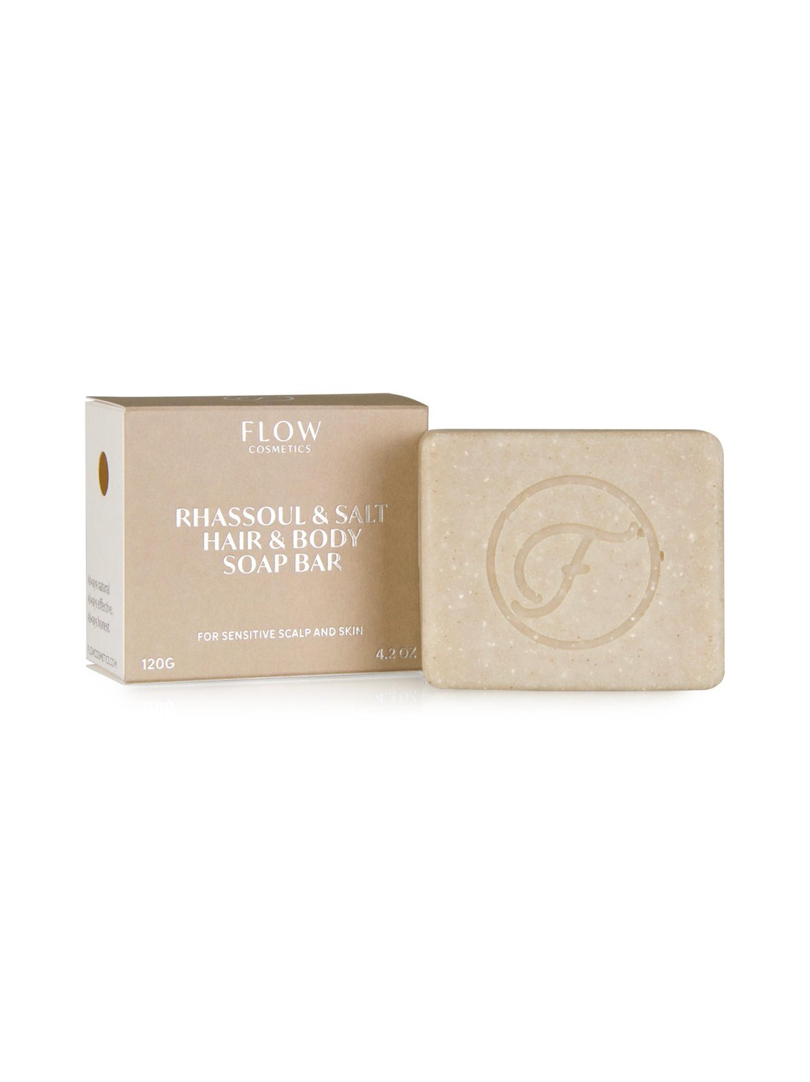 Rhassoul salt hair body shampoo bar for sensitive scalp and skin -luomusaippua 120 g