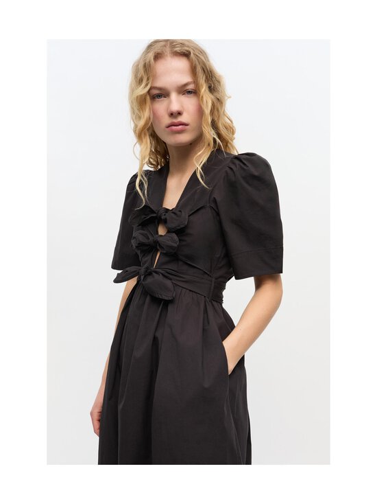 Ganni - Stretch Cotton Tie Strap -midimekko - 099 BLACK | Stockmann - photo 5