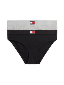 Tommy Hilfiger - Cotton Bikini -alushousut 2-pack - 0VB BLACK / L GRY HEATHER | Stockmann