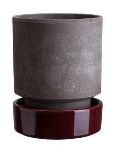 Bergs Potter - Hoff Raw Glazed -ruukku Ø 18 cm - GREY / DEEP BURGUNDY | Stockmann