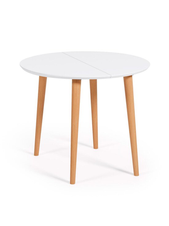 Kave Home - Oqui- jatkettava ruokapöytä valkoinen/pyökki ⌀ 90/170 cm - BEIGE | Stockmann - photo 1