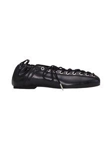 Ganni - Eyelets Lace Up Ballerina -avokkaat - 099 BLACK | Stockmann