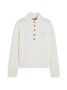 Tommy Hilfiger - Soft Wool Henley -palmikkoneule - Z00 IVORY PETAL | Stockmann