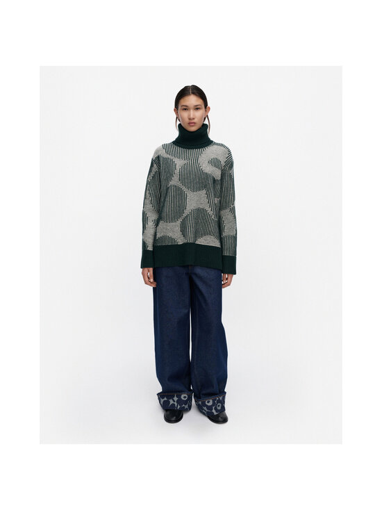 Marimekko - Värähtely Unikko -neulepusero - 661 DARK GREEN, OFF WHITE | Stockmann - photo 2