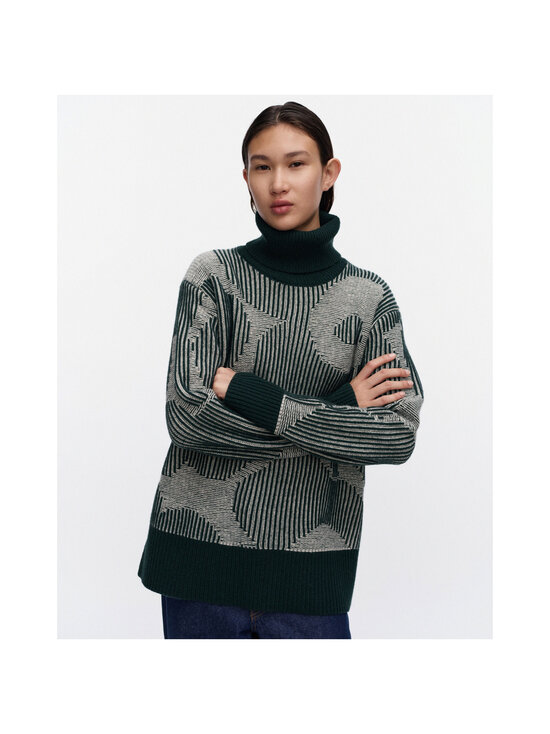 Marimekko - Värähtely Unikko -neulepusero - 661 DARK GREEN, OFF WHITE | Stockmann - photo 5
