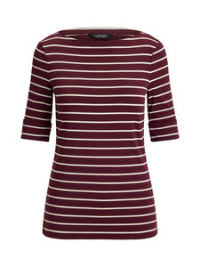 Lauren Ralph Lauren - Judy Mid Sleeve -trikoopaita - DARK GARNET/MASCARPONE CREAM | Stockmann