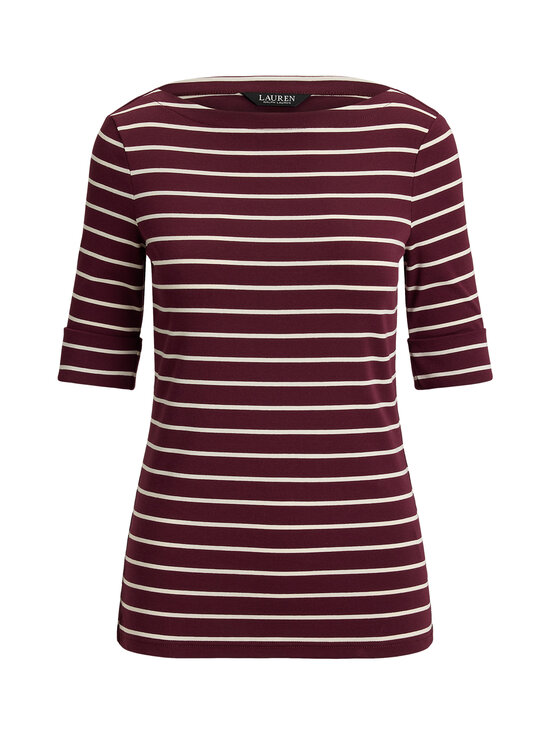 Lauren Ralph Lauren - Judy Mid Sleeve -trikoopaita - DARK GARNET/MASCARPONE CREAM | Stockmann - photo 1