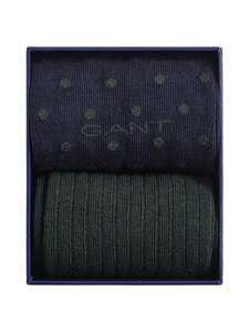 GANT - Dot And Rib -sukat 2-pack - 433 EVENING BLUE | Stockmann