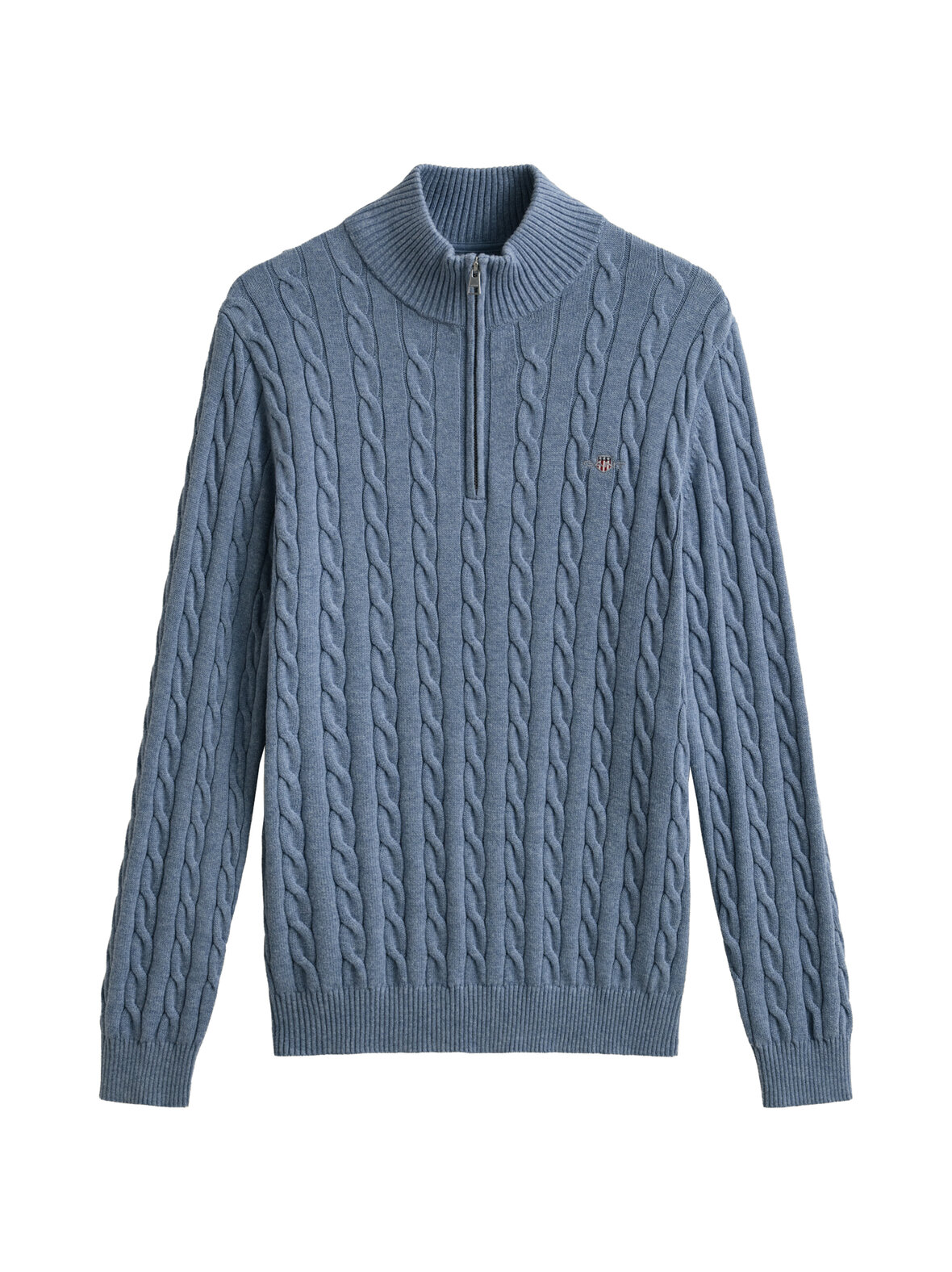 Cotton half zip -palmikkoneule