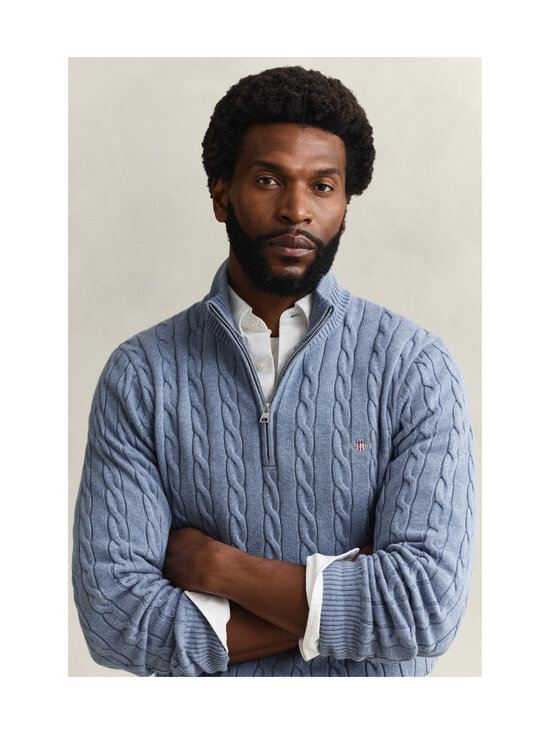 GANT - Cotton Half Zip -palmikkoneule - 430 FADED DENIM | Stockmann - photo 4