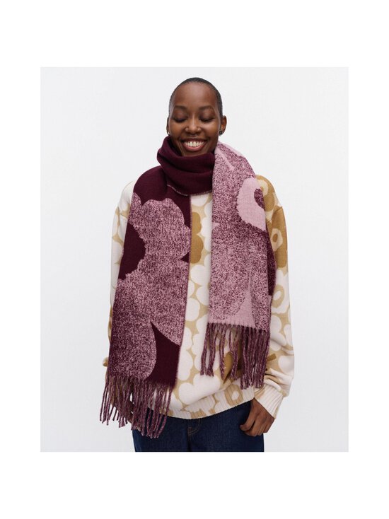 Marimekko - Kootud sall Onnekas Unikko Kioski - 330 LIGHT PINK, DARK WINE RED | Stockmann - photo 3