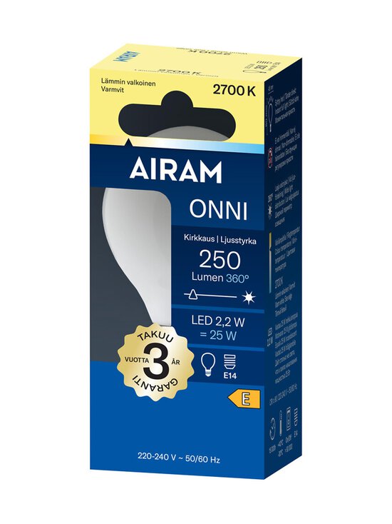 Airam - LED P45 827 250lm E14 360 Onni -opaalilamppu - TRANSPARENT | Stockmann - photo 2