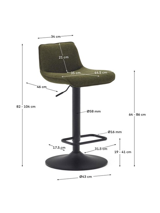 Kave Home - Zenda-baarituoli - MUSTA,VIHREÄ | Stockmann - photo 5