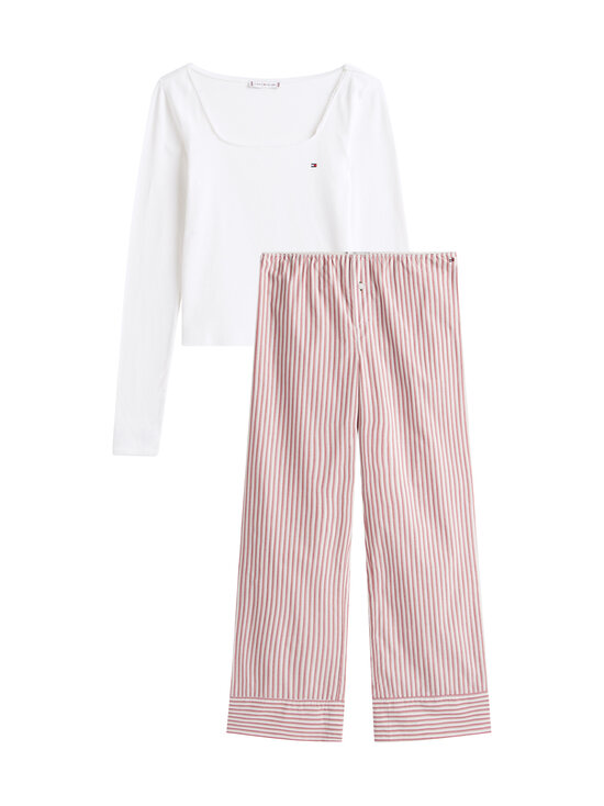 Tommy Hilfiger - Pointelle Poplin pidžama - 0WD ECRU POINTELLE/ BLAZER STP PRIM RED | Stockmann - photo 1