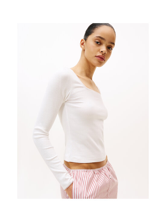 Tommy Hilfiger - Pointelle Poplin pidžama - 0WD ECRU POINTELLE/ BLAZER STP PRIM RED | Stockmann - photo 6