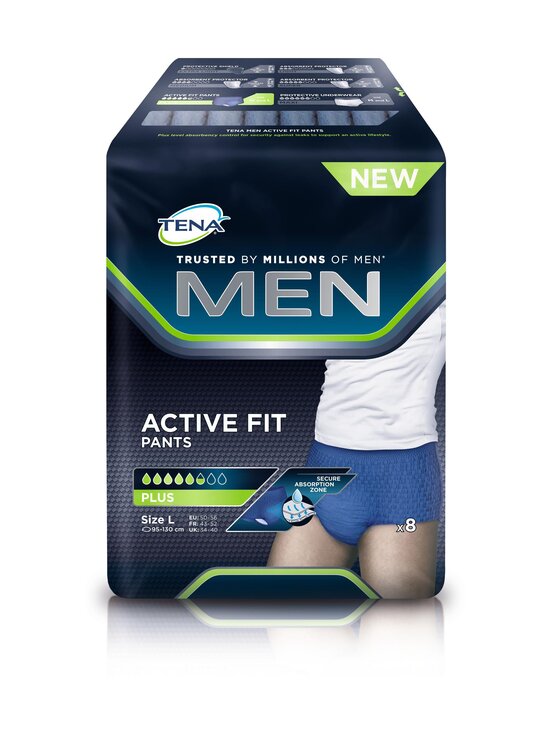 Men Active Fit Pants Large -inkontinenssihousut 9 kpl