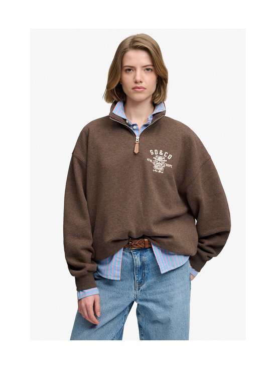 Superdry - Country Club Half Zip -collegepaita - 8UF DARK CHOCOLATE BROWN MARL | Stockmann - photo 2