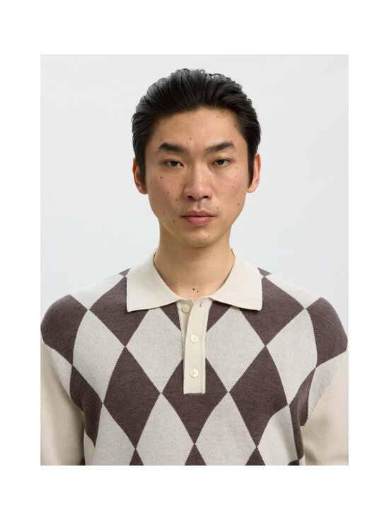 Selected - Kootud polosärk SlmTray Merino Argyle - SILVER BIRCH DETAIL:DELICIOSO | Stockmann - photo 4
