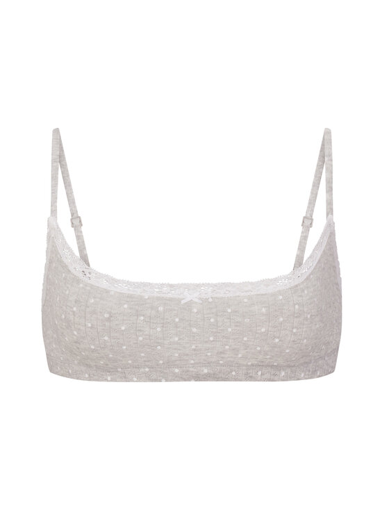 SKIMS - Lightweight Cotton Pointelle Scoop Bralette -rintaliivitoppi - LIGHT HEATHER GREY PIN DOT | Stockmann - photo 1