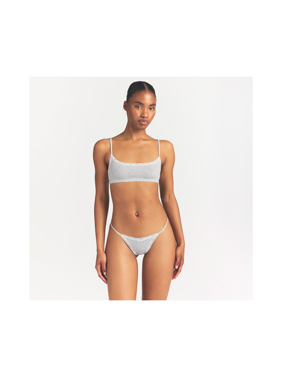 SKIMS - Lightweight Cotton Pointelle Scoop Bralette -rintaliivitoppi - LIGHT HEATHER GREY PIN DOT | Stockmann - photo 4