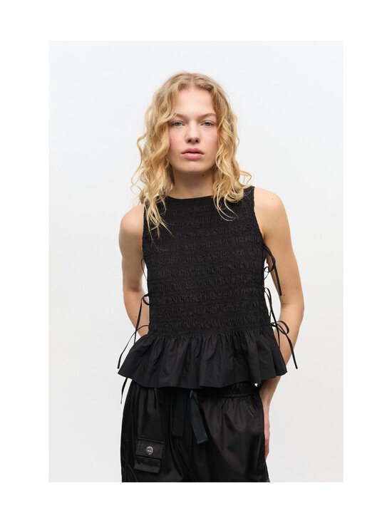Ganni - Cotton Poplin Smock Tie -toppi - 099 BLACK - photo 3 Ganni - Cotton Poplin Smock Tie -toppi - 099 BLACK | Stockmann - photo 3