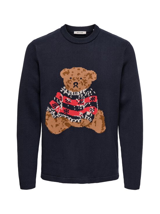 Only & Sons - OnsXmas Teddy -neule - DARK NAVY PRINT:POPPY RED + SILVER LINING | Stockmann - photo 1