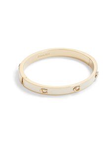 Coach - Pegged C Enamel Hinge Bangle -rannekoru - WHITE/GOLD | Stockmann