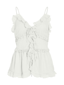 Vila - ViFalia V-Neck -naruolkaimellinen frillatoppi - SNOW WHITE | Stockmann