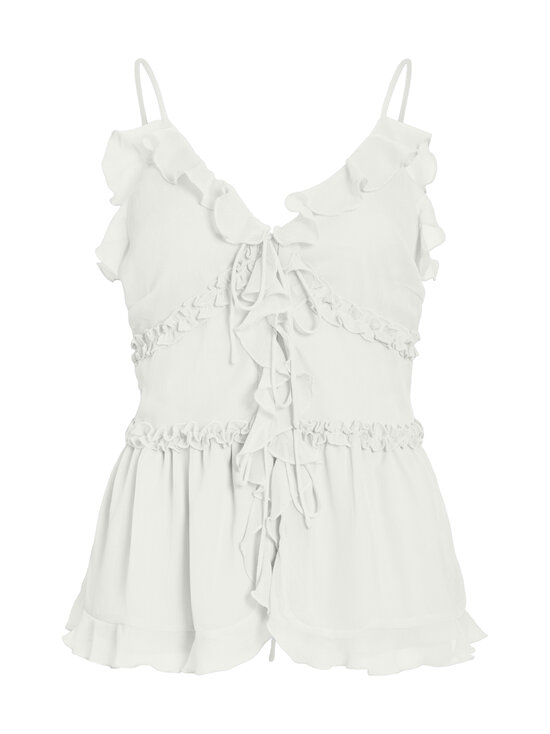 Vila - ViFalia V-Neck -naruolkaimellinen frillatoppi - SNOW WHITE | Stockmann - photo 1