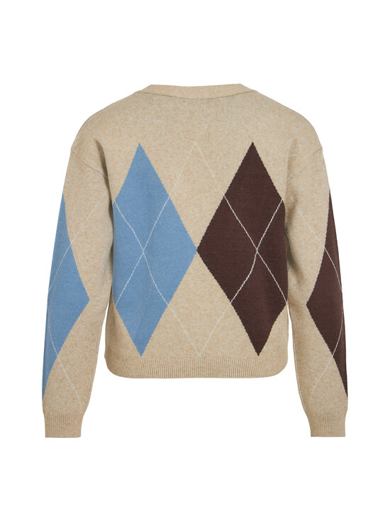 Vila - ViRil Check -neuletakki - NATURAL MELANGE CHECKS:COFFEE BEAN/BLUE SHADOW | Stockmann - photo 2