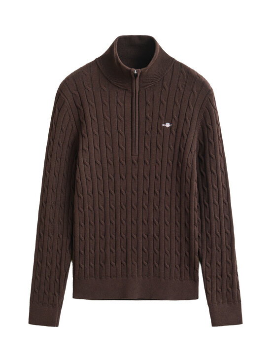 GANT - Stretch Cotton Half-Zip -palmikkoneule - 202 DEEP BROWN | Stockmann - photo 1