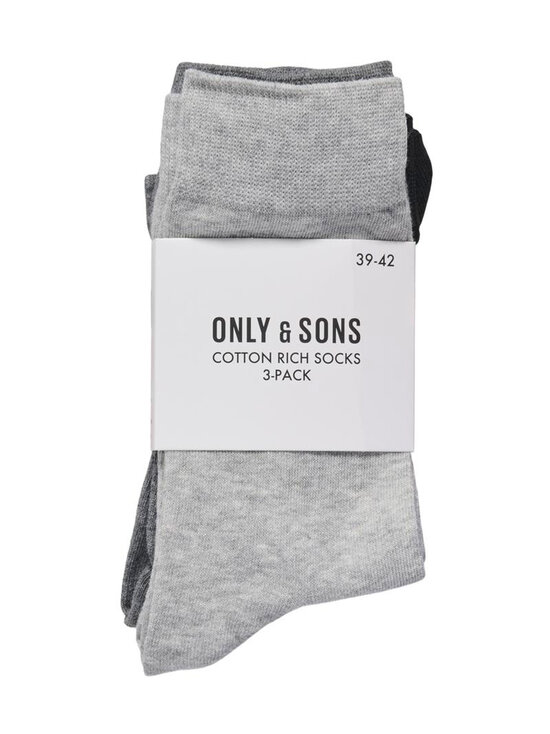 Only & Sons - Onsbasic Cotton zeķes 3-pāri - BLACK PACK:DARK GREY MELANGE - LIGHT GREY MELANGE | Stockmann - photo 2