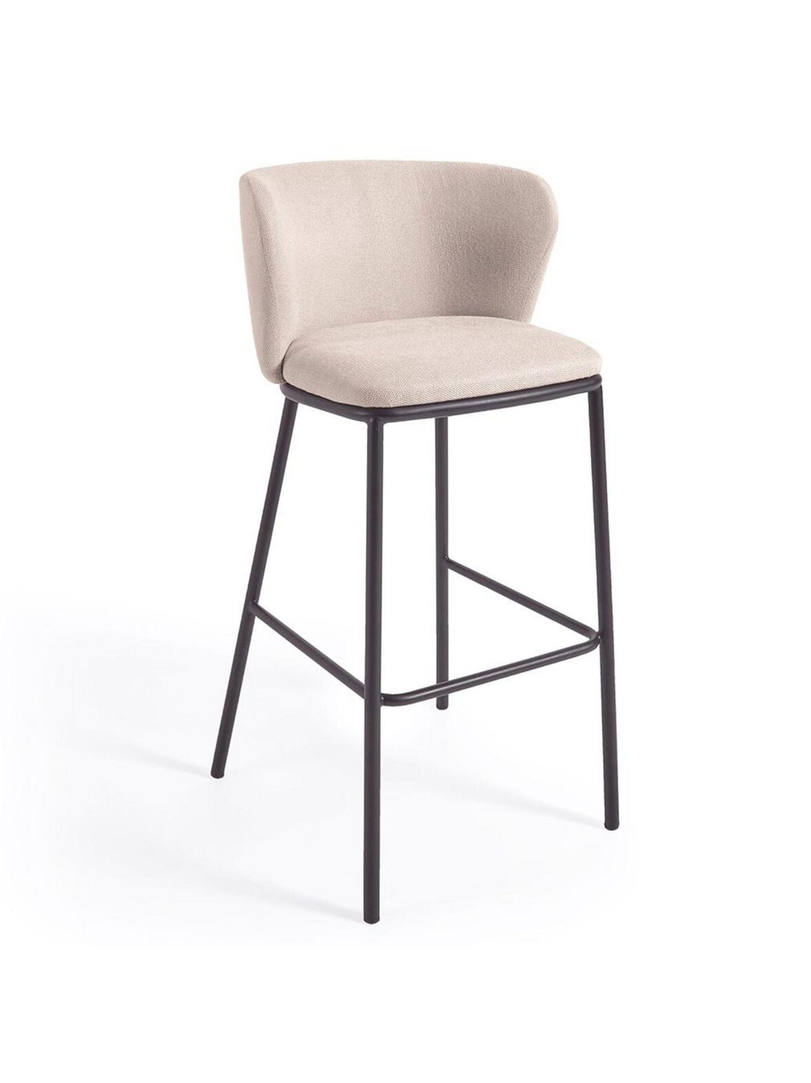 Ciselia-baarijakkara beige chenille-kangas / musta metalli K 75 cm