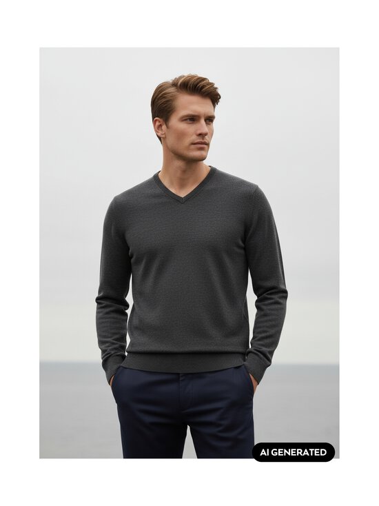 Stenströms - V-Neck merino vilnas džemperis - 360 GREY | Stockmann - photo 5