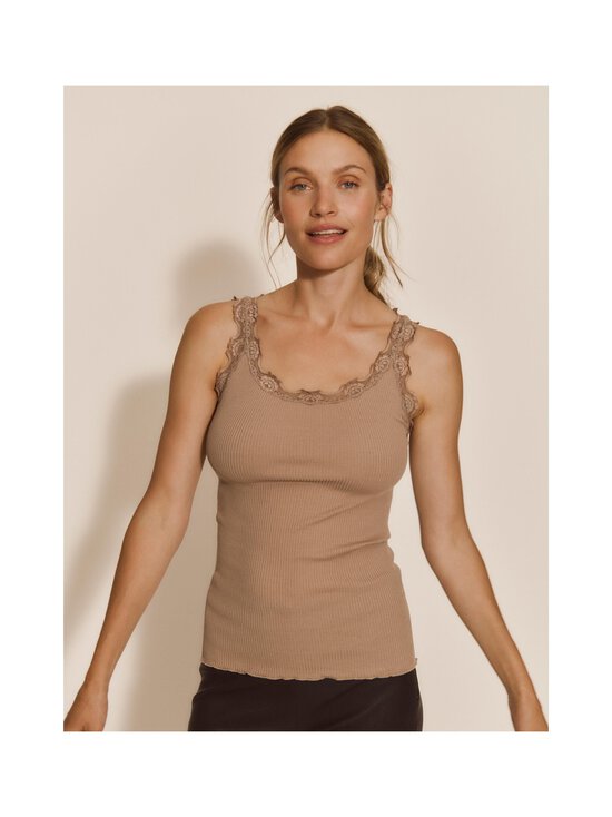 Rosemunde - RWBabette Lace U-neck -silkkisekoitetoppi - 062 MOCHA MERINGUE | Stockmann - photo 3