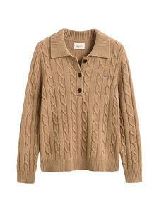 GANT - Lambswool Rugger -palmikkoneulepusero - 213 WARM KHAKI | Stockmann