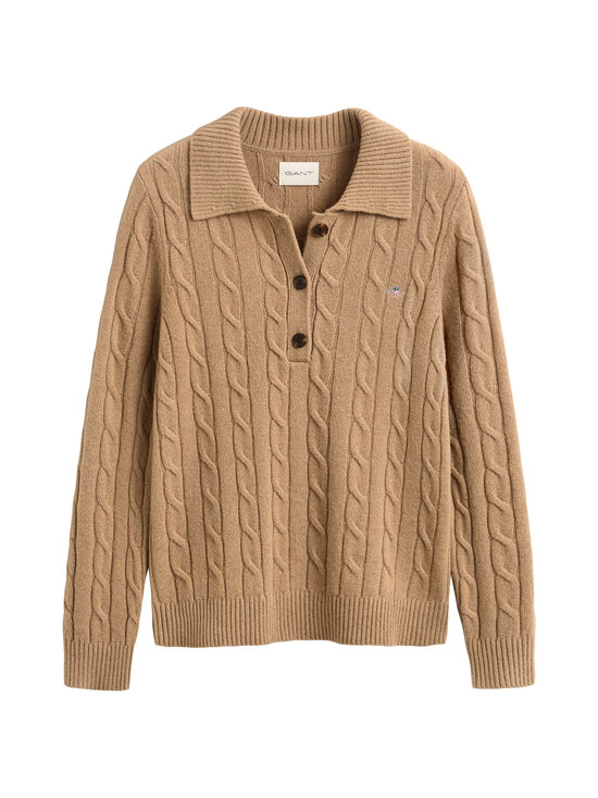 GANT - Lambswool Rugger -palmikkoneulepusero - 213 WARM KHAKI | Stockmann - photo 1